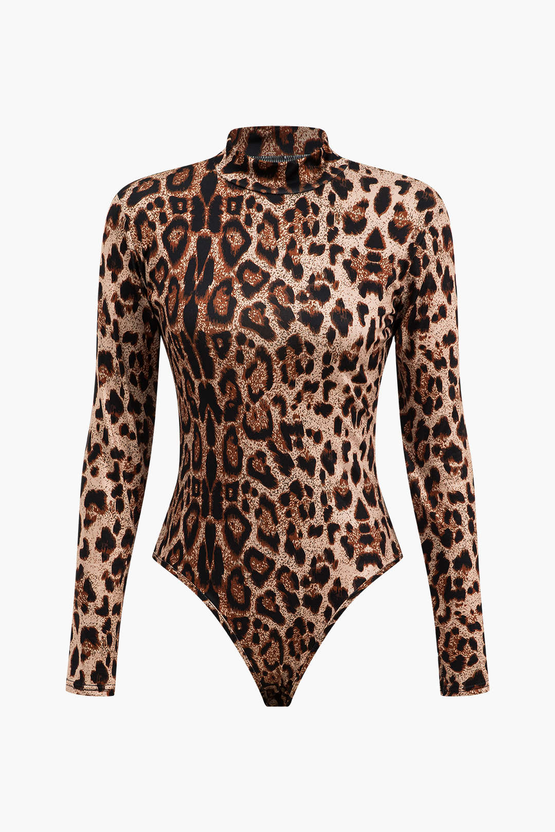 Leopard Print Uzun Kollu Bodysuit