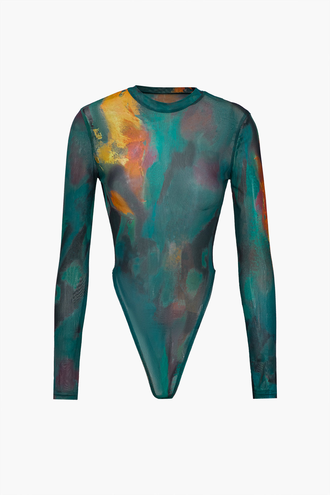 Tie Dye Print Uzun Kollu Bodysuit